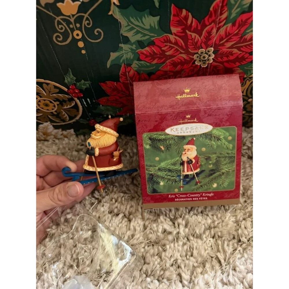 2000 Hallmark Kris Cross Country Kringle Santa Skiing Christmas Ornament